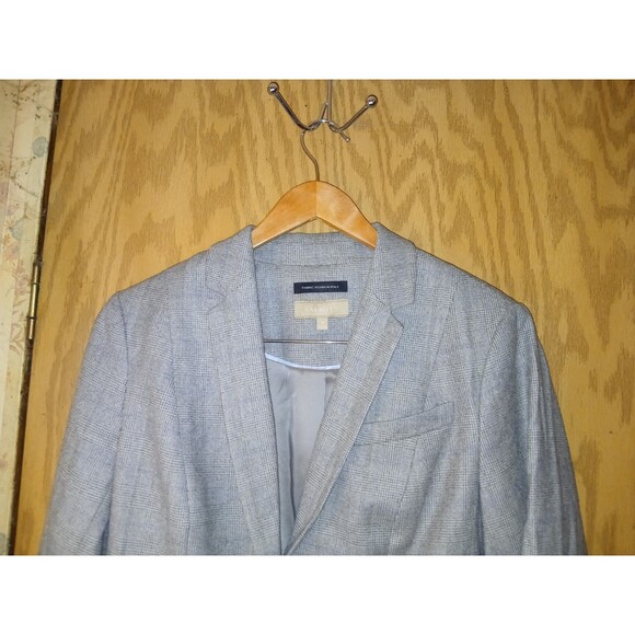 Talbots 2 Button Blazer Jacket Womens 12 Gray Wool Blend Fabric Woven In Italy - Picture 14 of 15
